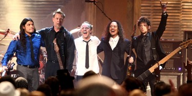 Metallica en el Rock & Roll Hall of Fame posando