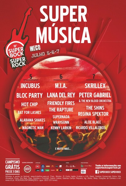 Cartel del Super Bock Super Rock 2012